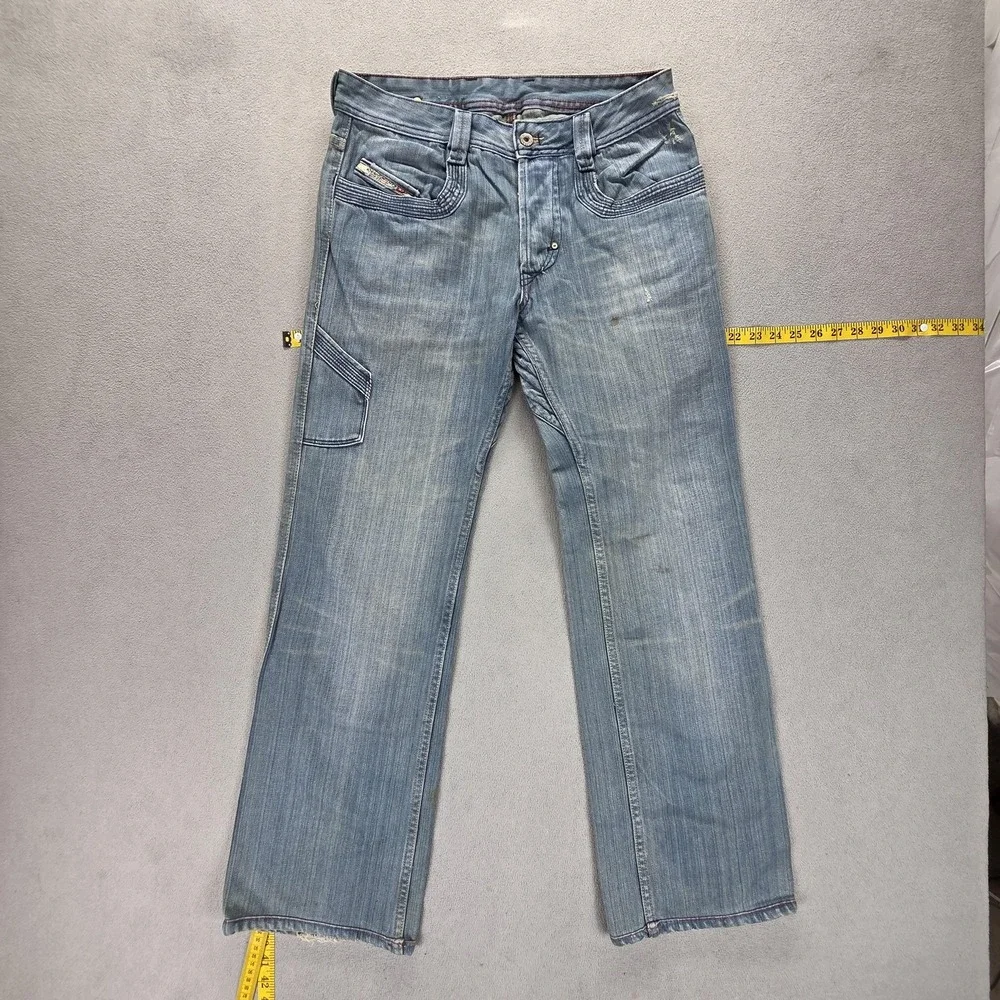 Diesel Jeans Mens 30x34 Blue Hippix Carpenter Flap Pocket Button Fly Italy 00710